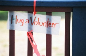 Hug a Volunteer, photo by Chris Wagner